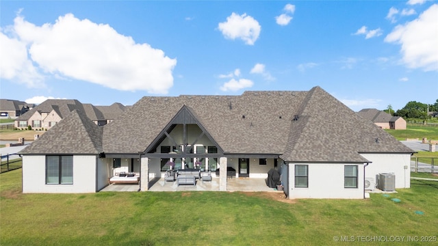 10616 N 81st E Pl, Owasso, OK 74055 - back of property with an outdoor living space, a patio, roof with shingles, and cooling unit