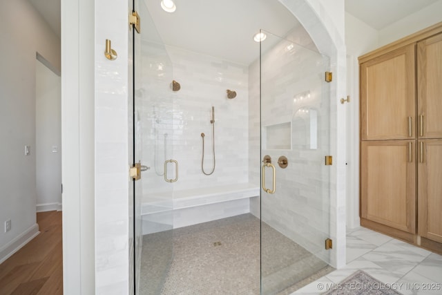 8499 S Timber Wolf Dr, Broken Arrow, OK 74014 - bathroom featuring a shower stall and recessed lighting