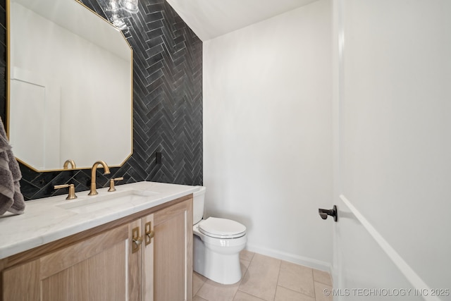 8499 S Timber Wolf Dr, Broken Arrow, OK 74014 - half bathroom with toilet, tile patterned floors, vanity, and baseboards