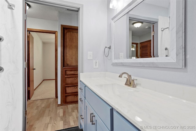 8508 E 123rd St S, Bixby, OK 74008 - bathroom with vanity and wood finished floors