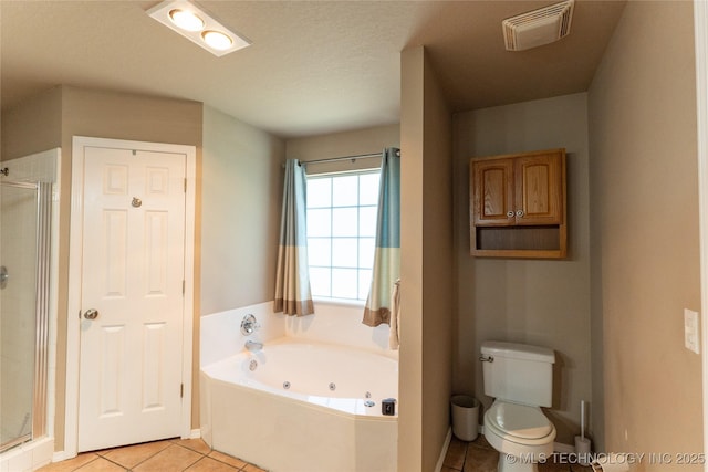 11636 S 102nd E Ave, Bixby, OK 74008 - full bathroom with a shower stall, tile patterned floors, a whirlpool tub, toilet, and baseboards