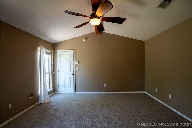 11636 S 102nd E Ave, Bixby, OK 74008 - unfurnished room with ceiling fan, carpet, lofted ceiling, and baseboards