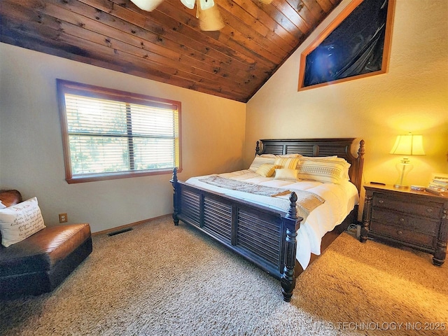 35824 S Talon Dr, Cookson, OK 74427 - bedroom featuring carpet floors, lofted ceiling, and wooden ceiling