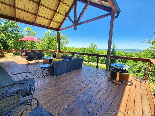 35824 S Talon Dr, Cookson, OK 74427 - deck with an outdoor living space and outdoor dining area