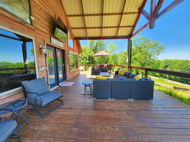 35824 S Talon Dr, Cookson, OK 74427 - wooden deck featuring outdoor lounge area