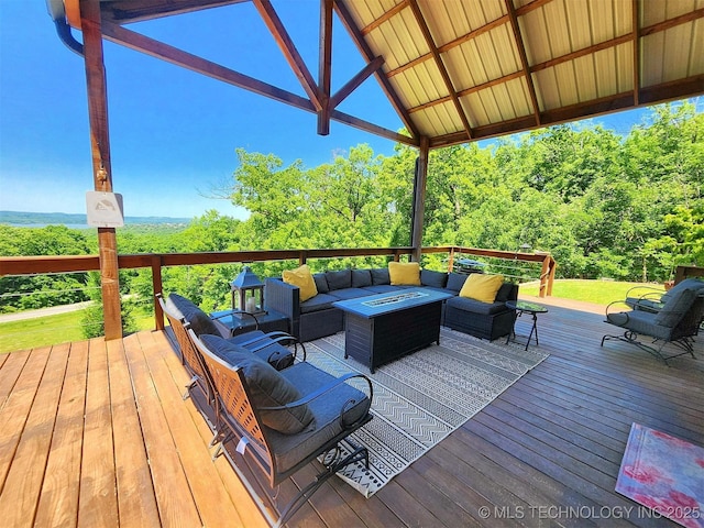 35824 S Talon Dr, Cookson, OK 74427 - deck featuring an outdoor living space with a fire pit