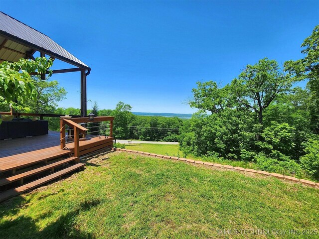 35824 S Talon Dr, Cookson, OK 74427 - view of grassy yard featuring a wooden deck