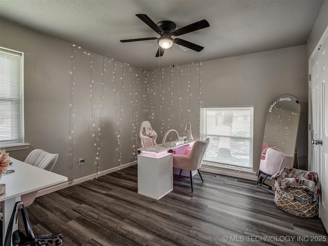 1149 N Hickory Pl, Broken Arrow, OK 74012 - office space featuring dark wood-type flooring, ceiling fan, and a textured ceiling