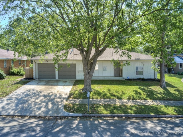 1149 N Hickory Pl, Broken Arrow, OK 74012 - ranch-style house with a garage, concrete driveway, a front lawn, and brick siding
