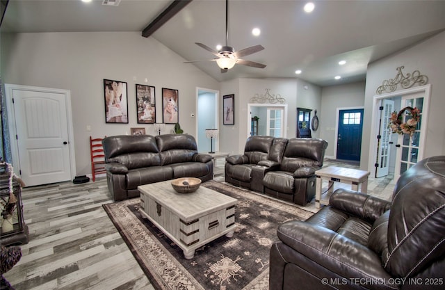 110 W Zachry Ln, Stigler, OK 74462 - living area with light wood finished floors, recessed lighting, and a ceiling fan
