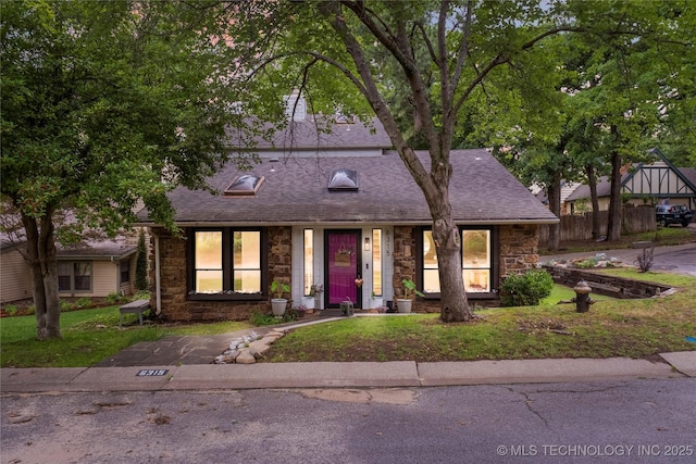 6315 E 98th Pl, Tulsa, OK 74137 - view of front of home with stone siding and a shingled roof