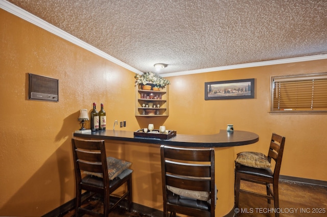 17711 E Archer St, Catoosa, OK 74015 - indoor bar featuring ornamental molding, a textured ceiling, and baseboards