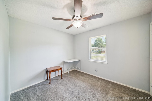 28505 E 139th St S, Coweta, OK 74429 - carpeted empty room with ceiling fan, a textured ceiling, and baseboards