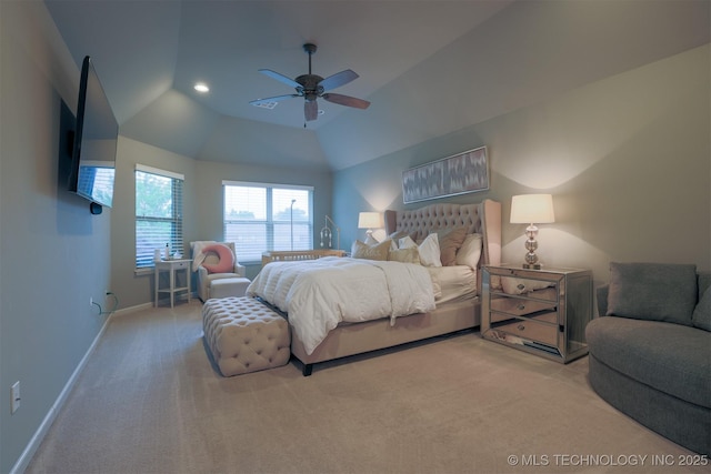 4314 S 132nd E Ave, Tulsa, OK 74134 - bedroom with carpet, baseboards, ceiling fan, vaulted ceiling, and recessed lighting