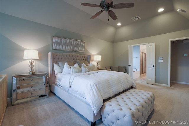 4314 S 132nd E Ave, Tulsa, OK 74134 - bedroom featuring carpet, lofted ceiling, baseboards, a ceiling fan, and recessed lighting