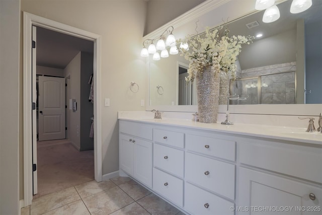 4314 S 132nd E Ave, Tulsa, OK 74134 - full bath with a stall shower, tile patterned flooring, and double vanity