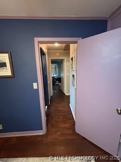 3527 S Knoxville Ave, Tulsa, OK 74135 - corridor featuring baseboards and crown molding