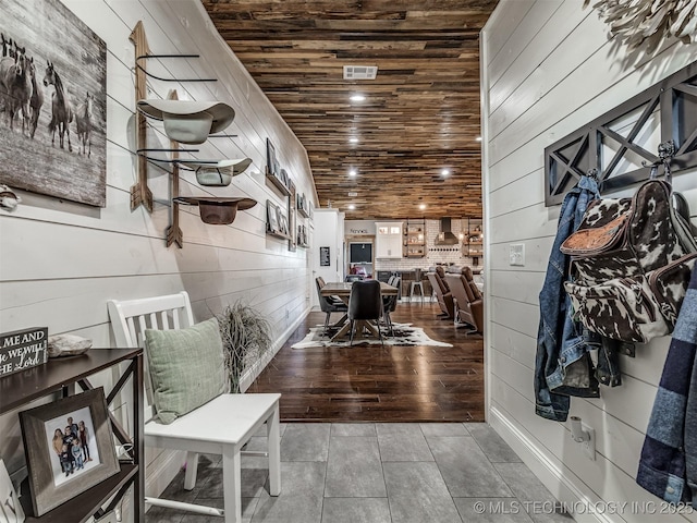 29550 S 4240th Rd, Inola, OK 74036 - hall with wood ceiling and wooden walls