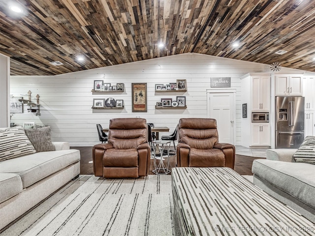 29550 S 4240th Rd, Inola, OK 74036 - living area featuring lofted ceiling, wooden walls, recessed lighting, and wood ceiling