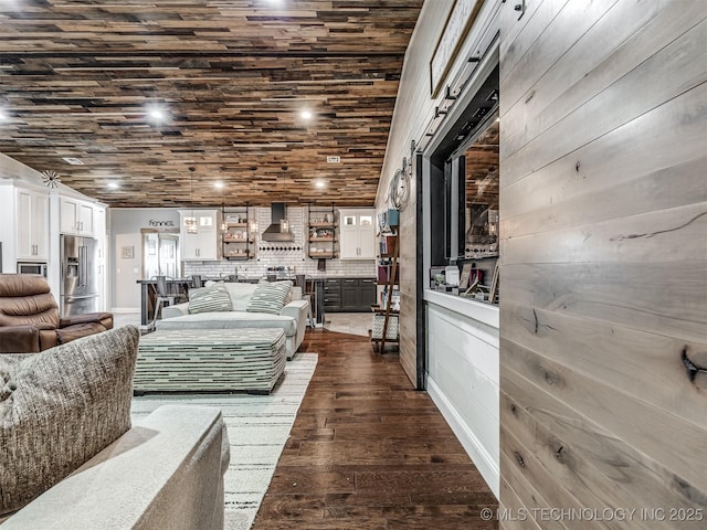 29550 S 4240th Rd, Inola, OK 74036 - bedroom with high end fridge, recessed lighting, and dark wood finished floors