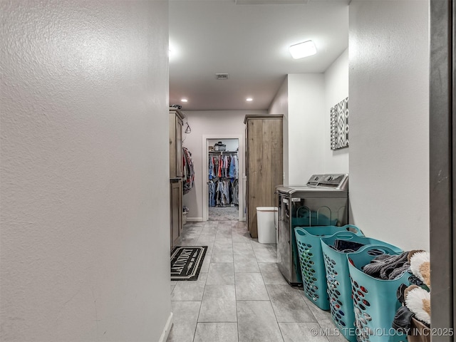 29550 S 4240th Rd, Inola, OK 74036 - hall featuring washing machine and clothes dryer, recessed lighting, and baseboards