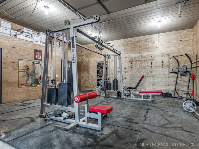 29550 S 4240th Rd, Inola, OK 74036 - exercise area with wood walls