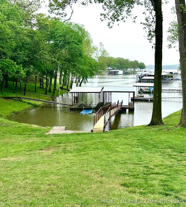 30230 S 562, Afton, OK 74331 - dock area with a water view, a yard, and boat lift