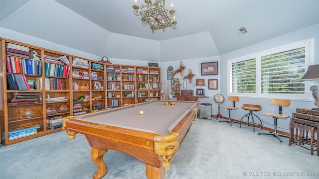 30230 S 562, Afton, OK 74331 - playroom with carpet flooring, billiards table, a chandelier, and baseboards