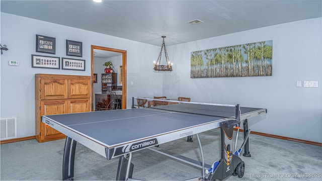 30230 S 562, Afton, OK 74331 - recreation room featuring carpet floors, a chandelier, and baseboards