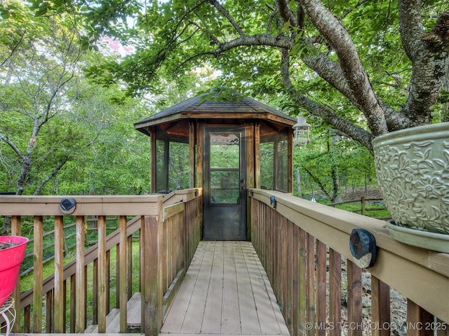 deck featuring a gazebo