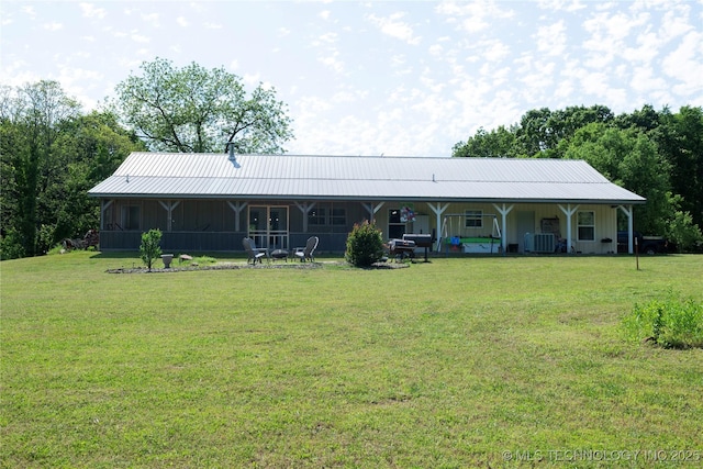 72413 S 4750th Rd, Westville, OK 74965 - view of front of home with a front lawn, central AC, and board and batten siding