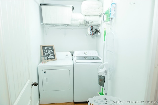 72413 S 4750th Rd, Westville, OK 74965 - clothes washing area with washing machine and clothes dryer