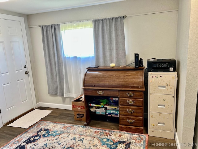 205 NE 1st St, Kingston, OK 73439 - home office with dark wood finished floors and baseboards