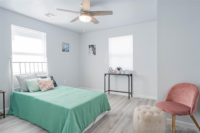 2017 N Quaker Ave, Tulsa, OK 74106 - bedroom with light wood-style flooring, multiple windows, and baseboards
