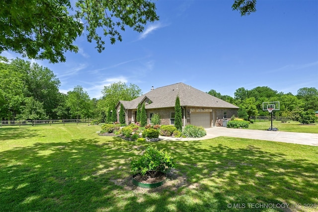 view of property exterior with driveway, an attached garage, and brick siding
