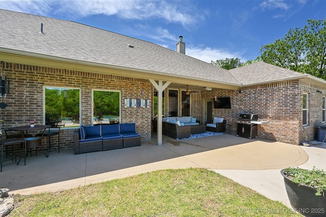 view of patio / terrace featuring an outdoor hangout area and grilling area