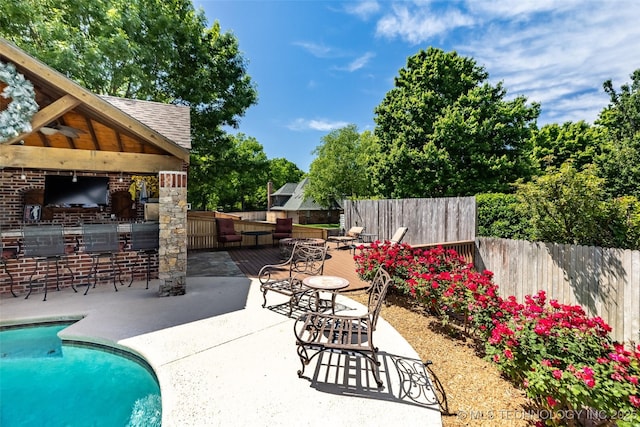 4501 E 108th Pl, Tulsa, OK 74137 - view of swimming pool with fence and a patio area