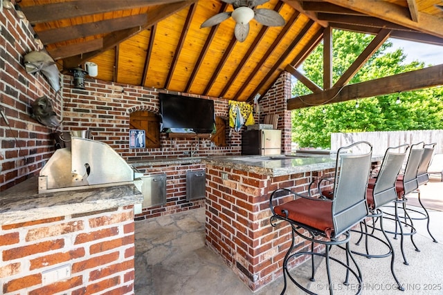 4501 E 108th Pl, Tulsa, OK 74137 - view of patio / terrace with a gazebo, area for grilling, and ceiling fan