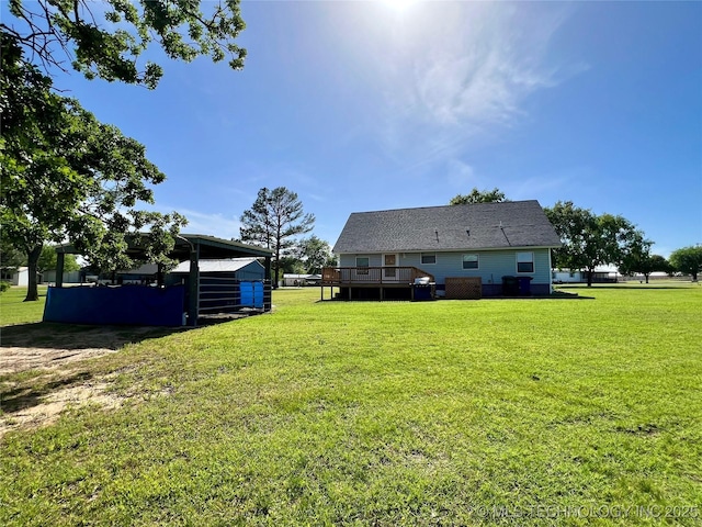 7944 Restful Ln, Kingston, OK 73439 - view of grassy yard with a wooden deck
