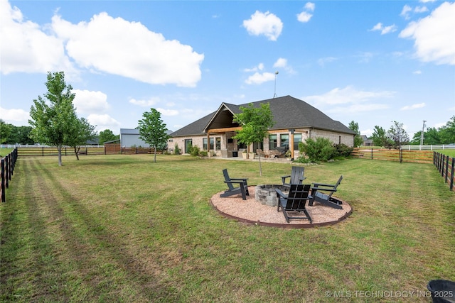 16990 S 33rd W Ave, Glenpool, OK 74033 - view of yard with an outdoor fire pit