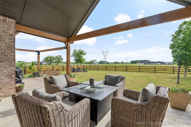 16990 S 33rd W Ave, Glenpool, OK 74033 - view of patio with outdoor lounge area and a rural view
