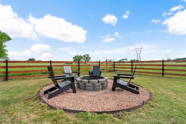 16990 S 33rd W Ave, Glenpool, OK 74033 - view of yard with a fire pit and a rural view