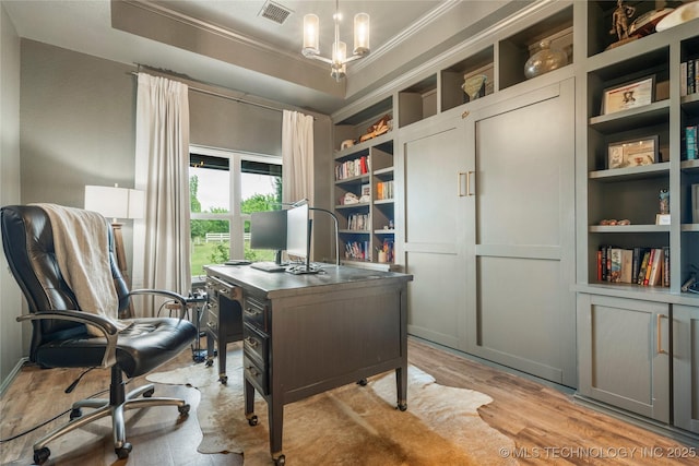 16990 S 33rd W Ave, Glenpool, OK 74033 - office space with built in shelves, light wood-style floors, and crown molding