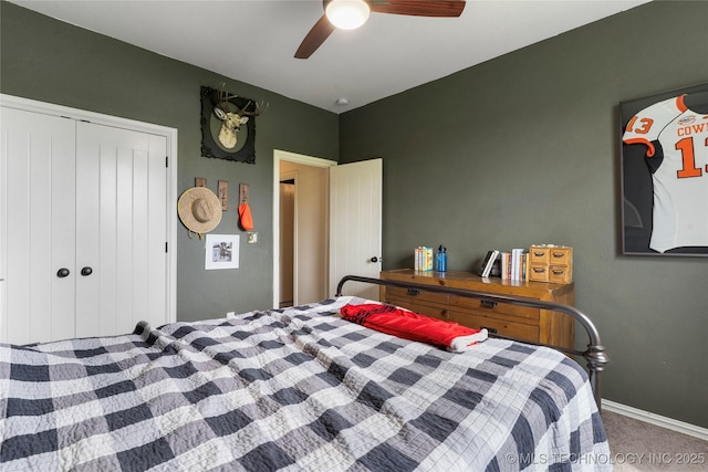 16990 S 33rd W Ave, Glenpool, OK 74033 - bedroom with carpet flooring, ceiling fan, and a closet