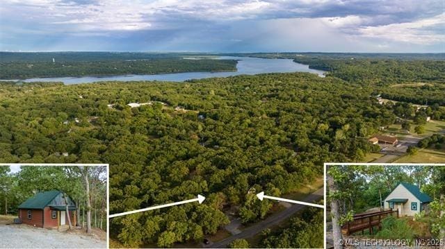 2689 Chickasaw Trl, Davis, OK 73030 - view of property location with a forest, property parcel outlined, and a nearby body of water