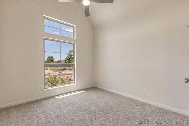 1331 N Beech St, Broken Arrow, OK 74012 - carpeted spare room featuring plenty of natural light, ceiling fan, baseboards, and high vaulted ceiling