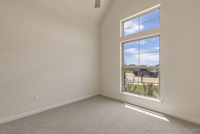 1331 N Beech St, Broken Arrow, OK 74012 - carpeted spare room with healthy amount of natural light, ceiling fan, baseboards, and high vaulted ceiling