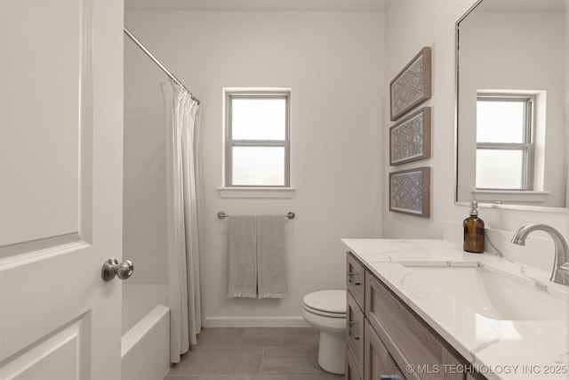 1331 N Beech St, Broken Arrow, OK 74012 - full bathroom featuring toilet, tile patterned flooring, vanity, baseboards, and shower / bath combo