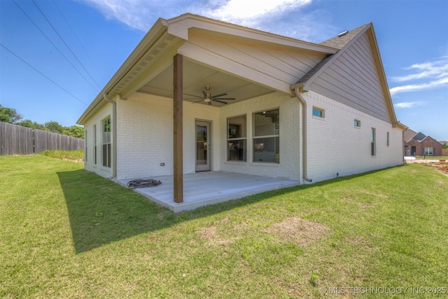 1331 N Beech St, Broken Arrow, OK 74012 - rear view of house with brick siding, ceiling fan, and a patio area