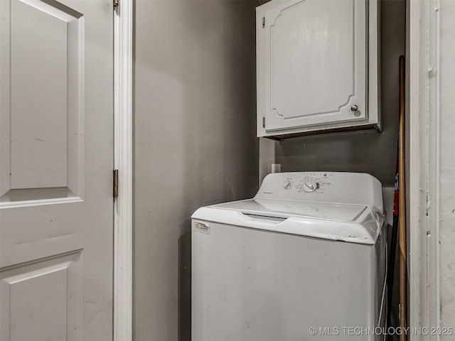 laundry area featuring cabinet space and washer / dryer